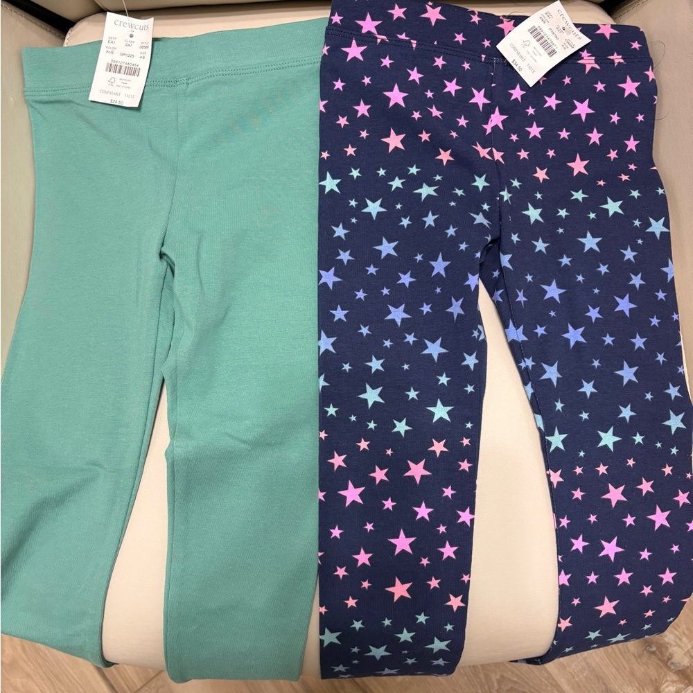 J. Crew Factory Kids Leggings - Green and Star Print (size 4-5)
